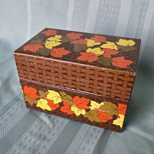 Vintage Autumn Leaf Index Card Box